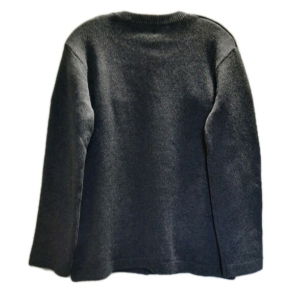 H&M Dark Gray Grey Fitted Classic Knit Cardigan Sweater Gold Buttons Size S - Picture 4 of 7